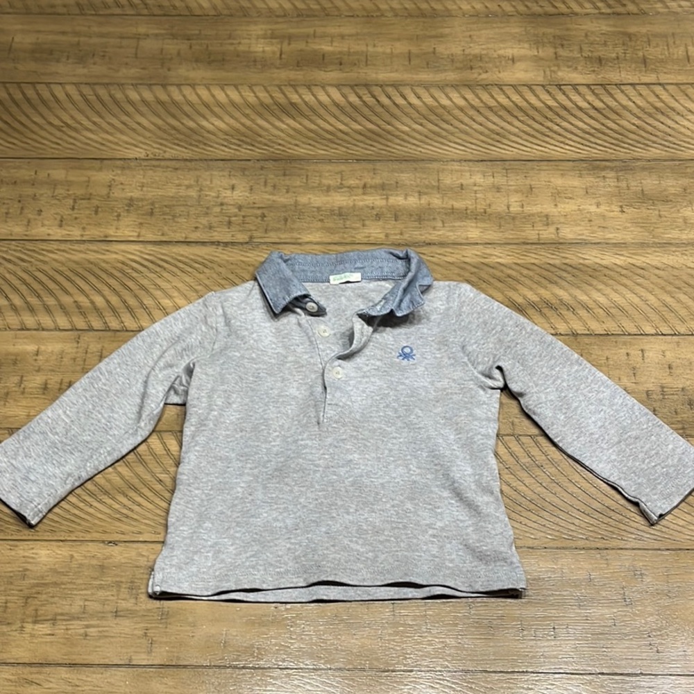 Gray Long Sleeve Toddler Polo Shirt